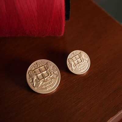 London Heritage英国皇家工艺海军布雷泽镀24K金狮徽印限量版纽扣
