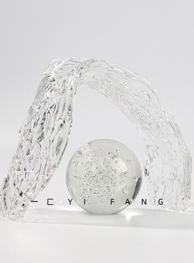 一匚 现代抽象流线型玻璃艺术 样板间售楼处软装饰品