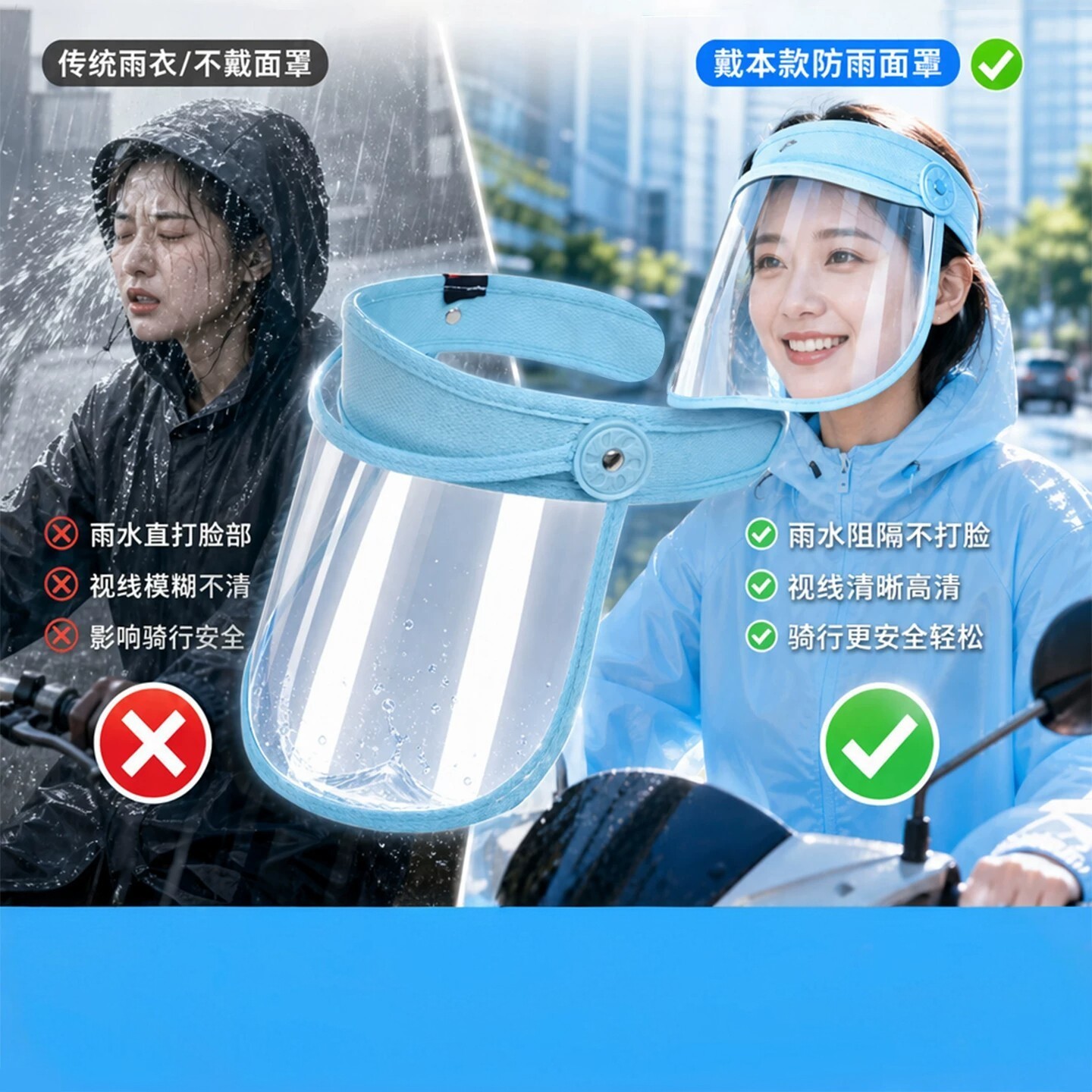 电动车防雨防风护脸面罩