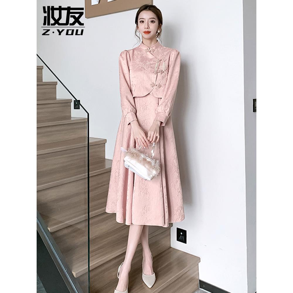 新品新中式新娘敬酒服红色连衣裙旗袍套装外嫁女回娘家服装小个子