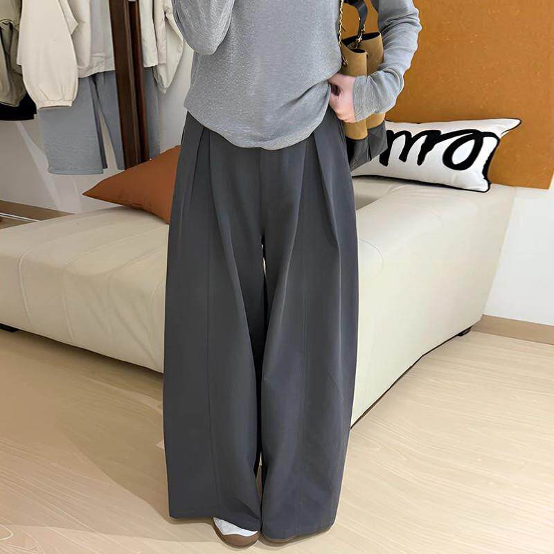 极速大码胖mm韩系慵懒风休闲阔腿西装裤女秋季宽松显瘦垂感直筒九