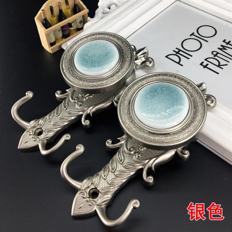 现货宝泽 古典陶瓷锌合金冰裂挂钩窗帘墙钩双钩欧式窗帘壁钩绑带
