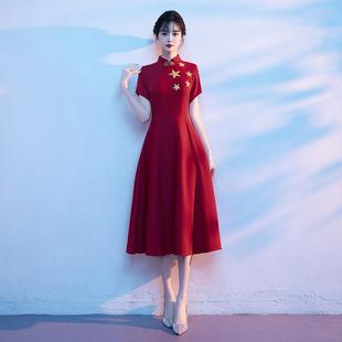 现货大合唱团演出服女初中生红歌朗诵比赛服装学生表演指挥晚礼服