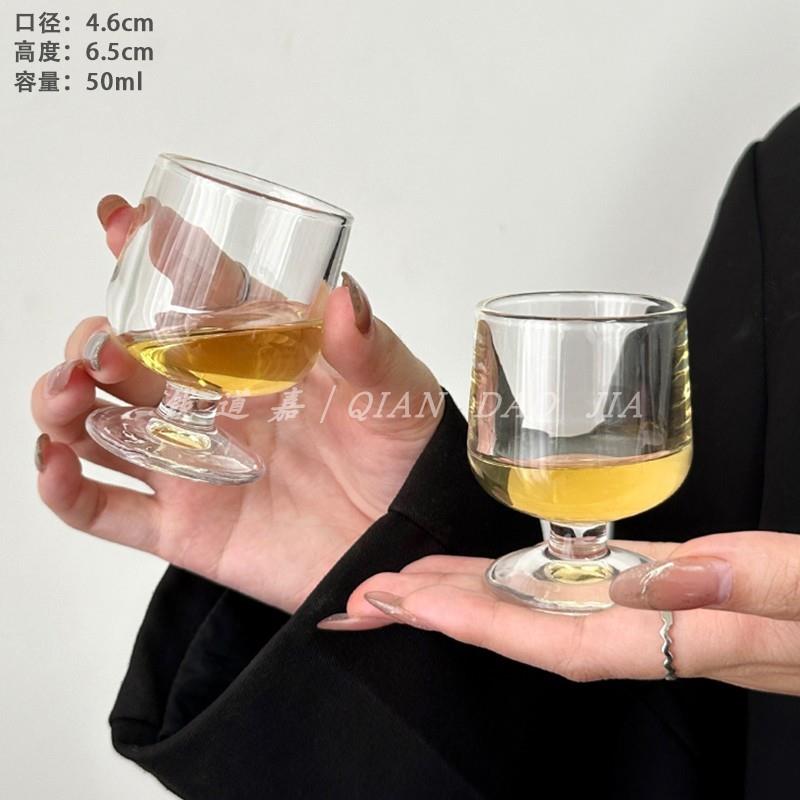 复古高颜值高脚小酒杯纯天然原矿水晶甜酒杯加厚家用高透一口杯子