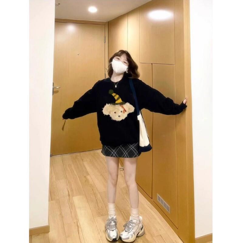 极速黑色圆领无帽卫衣女小