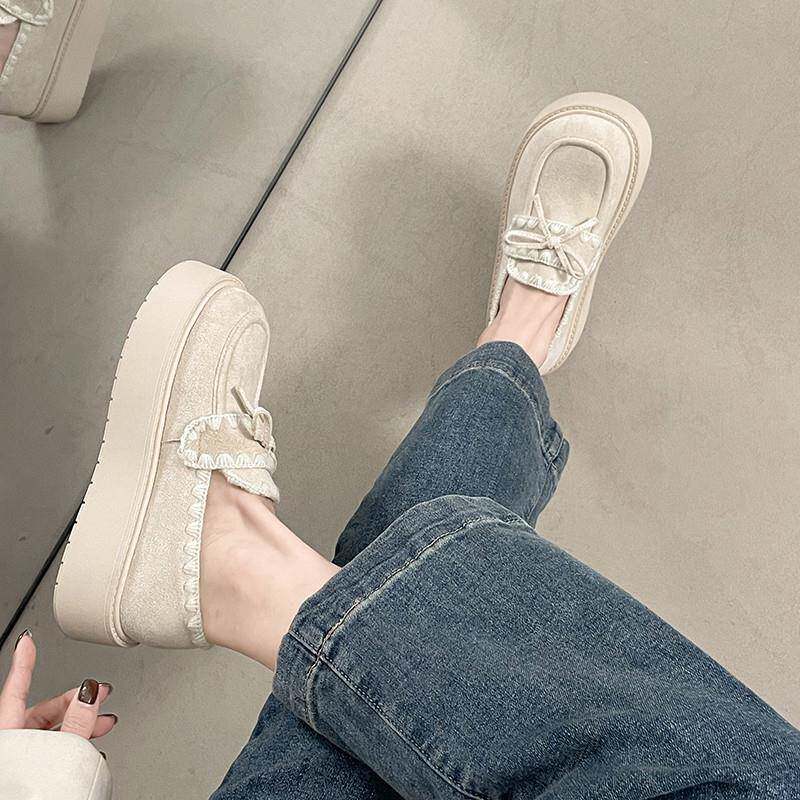 新品厚底复古豆豆勃肯鞋女2026新款春夏季女鞋子百搭爆款一脚蹬乐