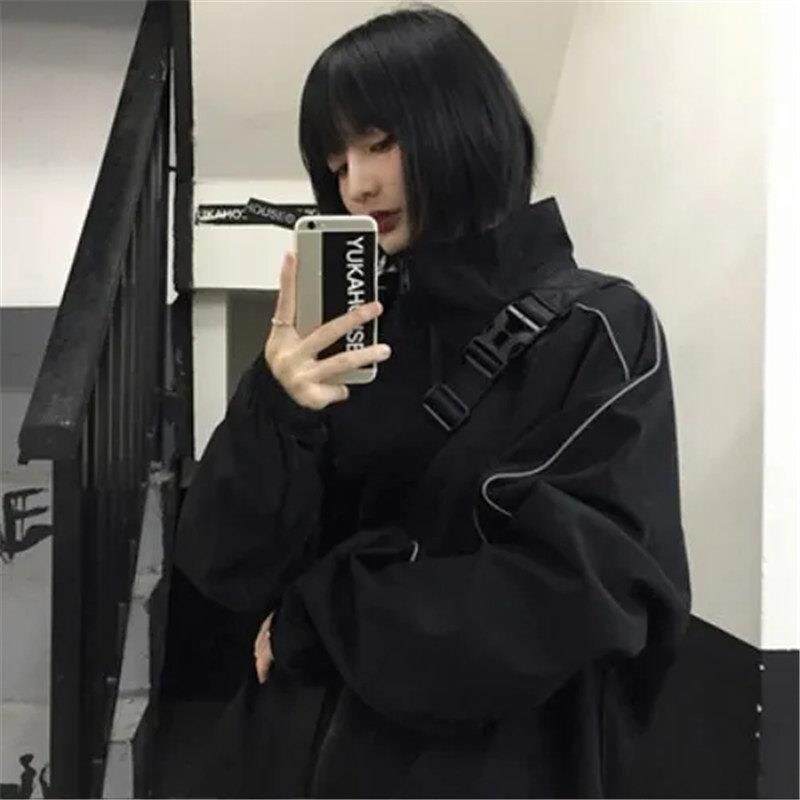 新品男女同款vintage反光外套女宽松韩版ins原宿风潮bf学生休闲棒