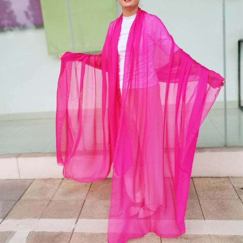 新品2米4红色丝巾女夏超大防晒沙滩巾加长款雪纺纱巾秋冬保暖围巾