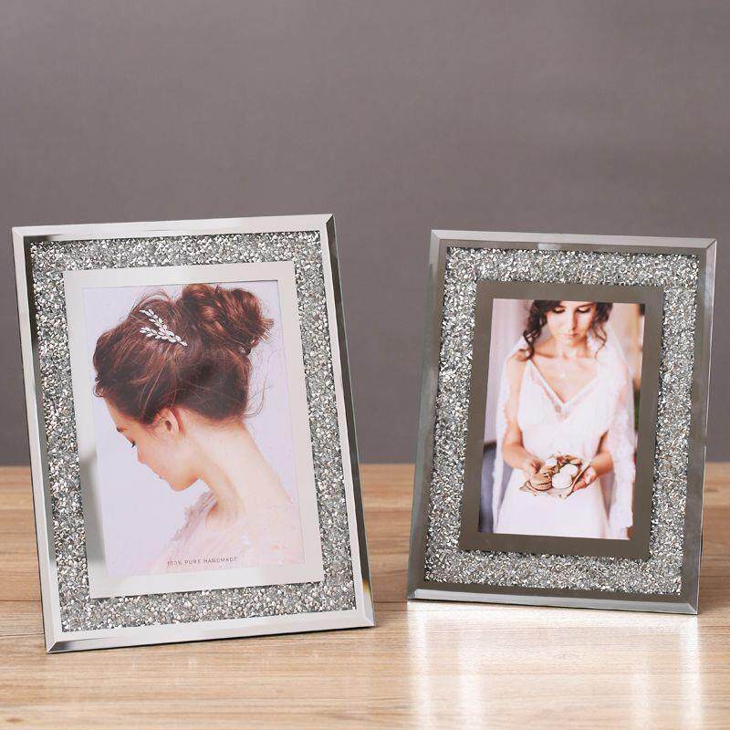 轻奢现代简约水晶钻石玻璃相框摆台6寸7寸影楼婚纱照片框装饰摆件