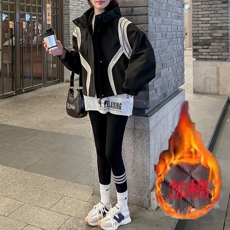 新品今年流行拼接撞色夹棉