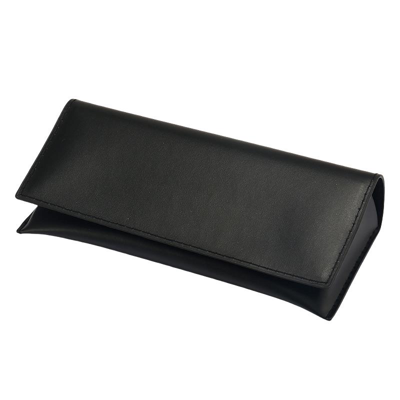 现货眼镜盒简约时尚商务纯色黑色PU皮油边皮夹软包便携太阳镜盒墨