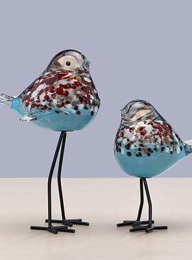 轻奢琉璃彩色喜鹊报喜鸟摆