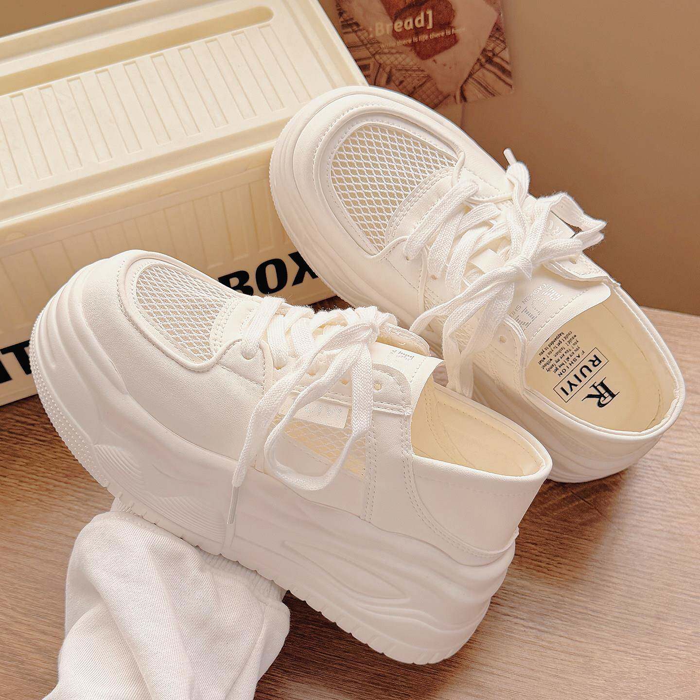 新品夏季女鞋网面透气小白鞋女2026新款配裙子的鞋子厚底增高时尚