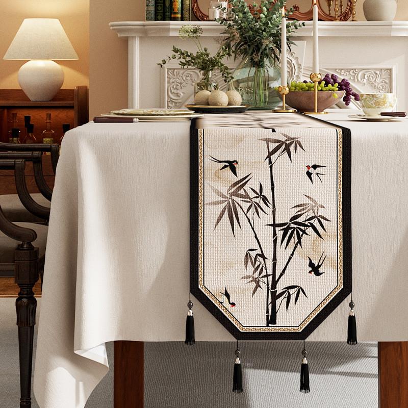 日本新中式茶席桌旗长条茶