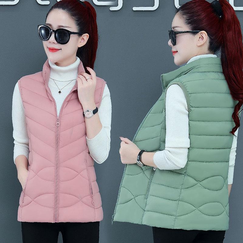 新品秋冬季棉衣女马甲可爱背心羽绒棉服外穿轻薄短款修身显瘦立领