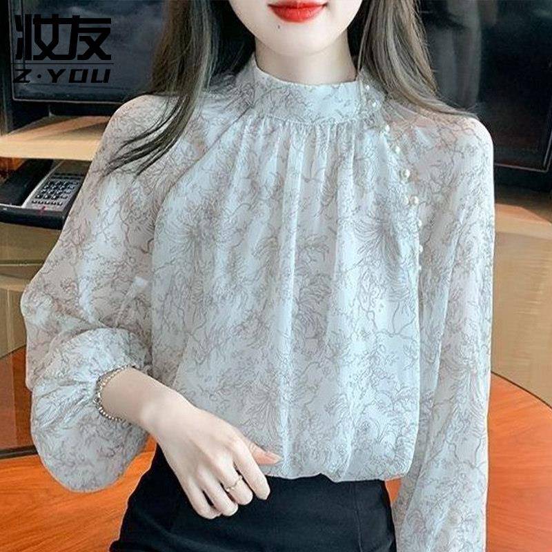 新品长袖打底衫女士2026新款衬衫轻奢高级感雪纺上衣爆款洋气时尚