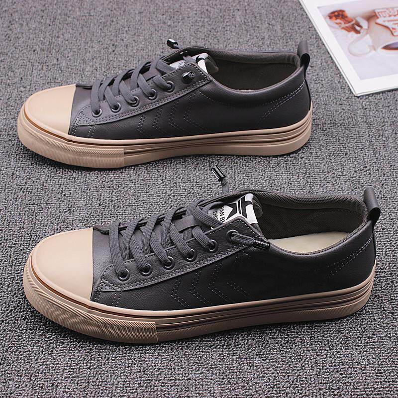 新品2026年秋款男鞋潮流新款休闲板鞋男一脚蹬防水皮面鞋男士百搭
