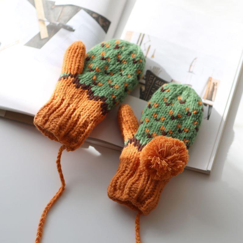 手工编织毛线手套加绒加厚