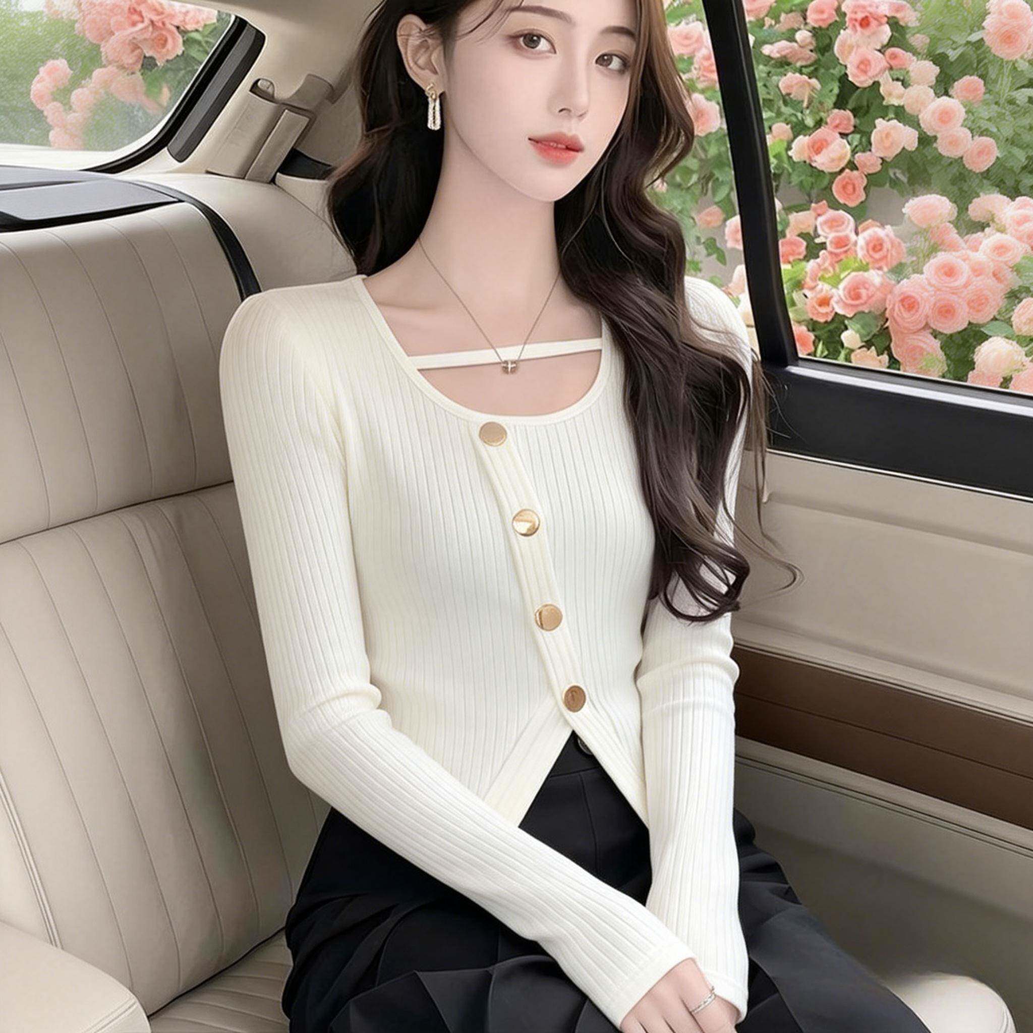 新品2026早秋新款不规则镂空露锁骨长袖T恤女设计感小众显瘦短款