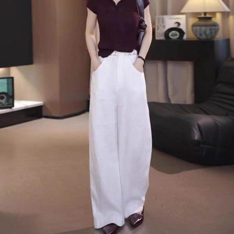 新品高级感黑色高腰西装休闲裤女早春季新款时尚垂感洋气宽松阔腿