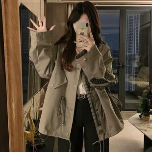 极速高级感宽松休闲风衣女款2025新款14初中学生少女12岁大童秋季