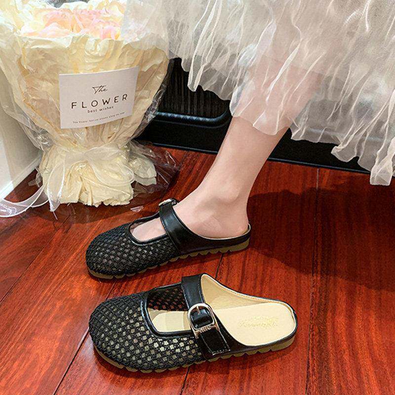 新品大码女鞋41到43胖脚宽肥夏季新款凉鞋女外穿包头半拖前掌加宽