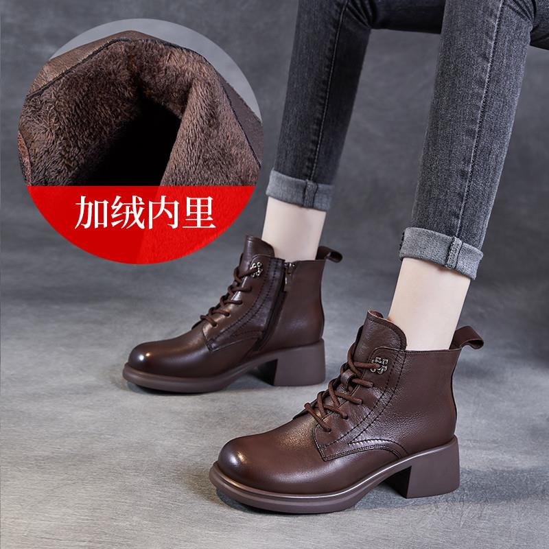 新品可两穿粗跟V口骑士靴2