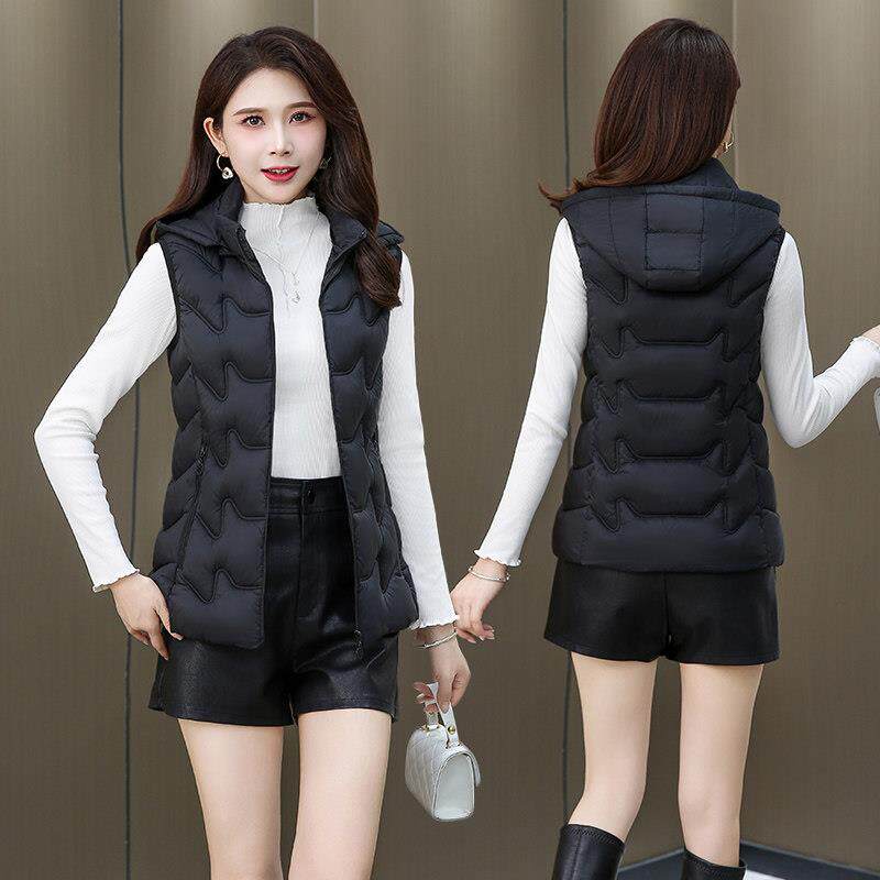 新品2026冬季新款棉衣女短款马夹修身大码外穿红色加厚棉服秋冬坎
