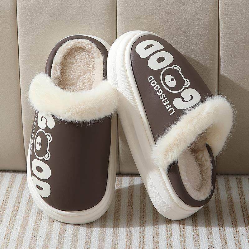 儿童拖鞋2025新款男孩秋冬季室内家居加绒加厚防水中大童卡通棉拖