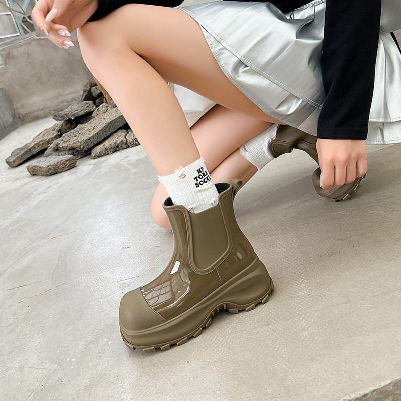 新品短筒女式厚底雨鞋女款2026新款时尚水鞋防水防滑通勤雨靴女士