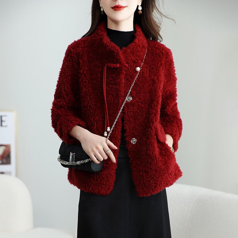 极速新年红海宁颗粒绒皮草