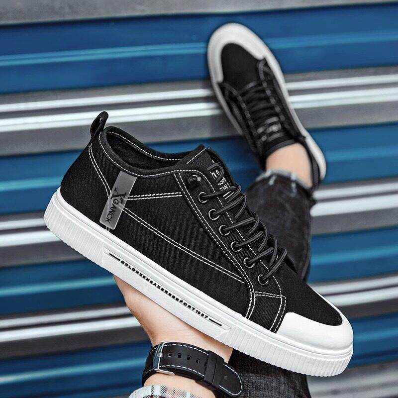 新品男鞋鞋子2026新款帆布板鞋男款百搭休闲黑色鞋夏季男士新品