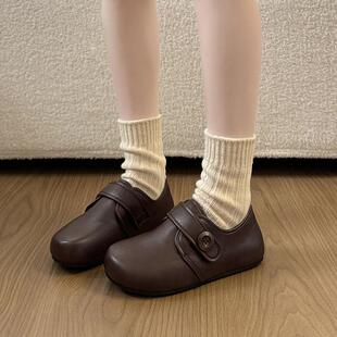 新品内增高厚底白色勃肯鞋女2026新款春季软底小皮鞋玛丽珍单鞋豆