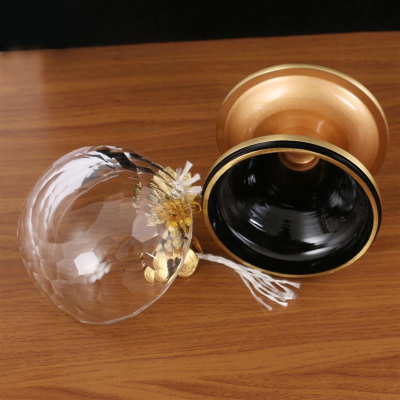 新品瑞祥佛具纯铜油灯 莲花灯芯痤铜佛灯 水晶玻璃碗长明灯 酥油