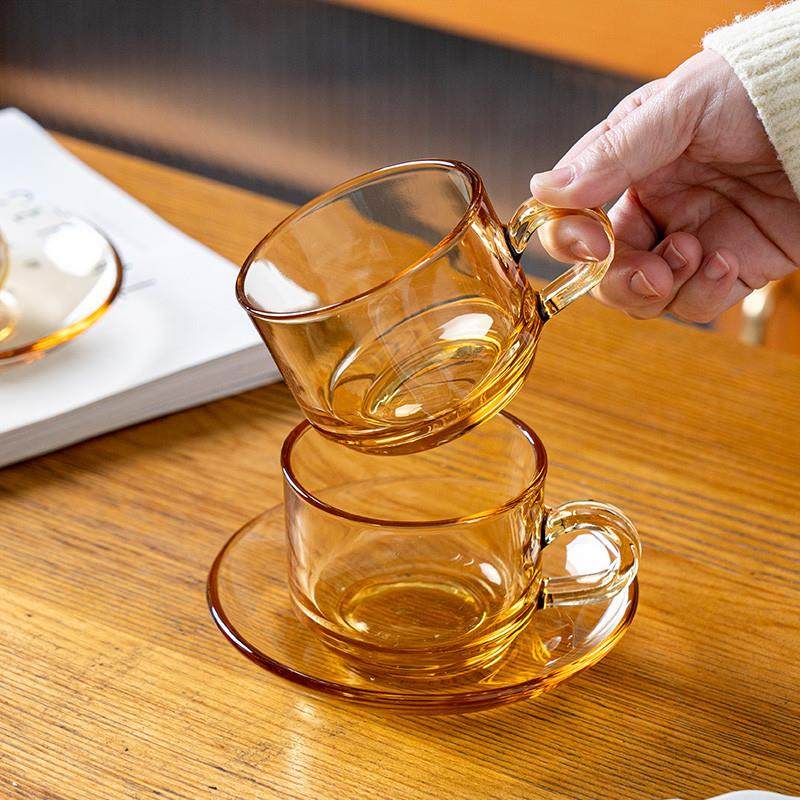 咖啡杯子套装高档精致拿铁拉花杯欧英式下午茶餐具玻璃杯碟高颜值