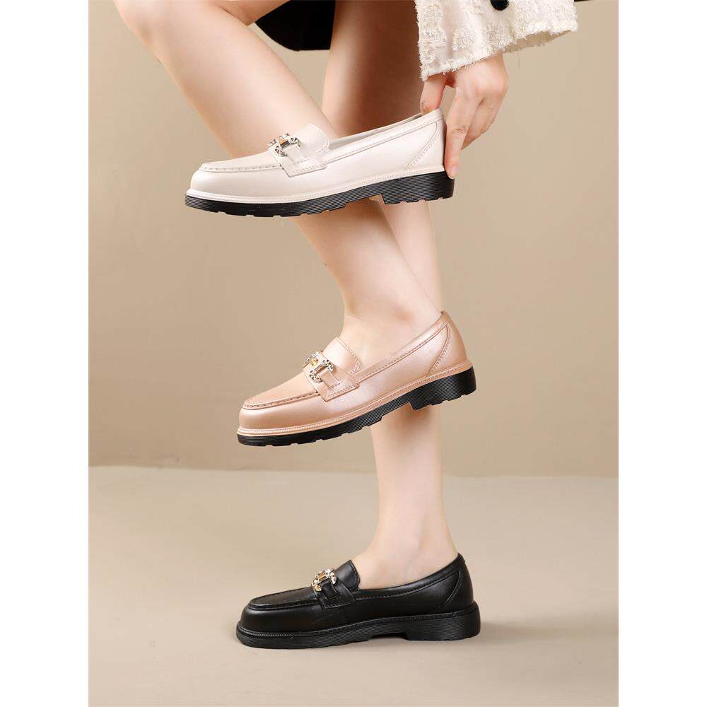 新品英伦风小皮鞋女款2026新款秋季百搭黑色鞋子女单鞋防水厚底乐