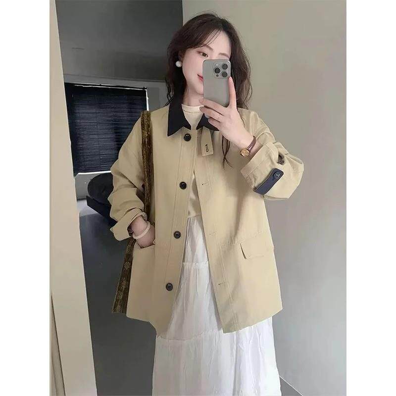 新品卡其色短款风衣外套女小个子2025秋季新款韩系高级感巨好看的