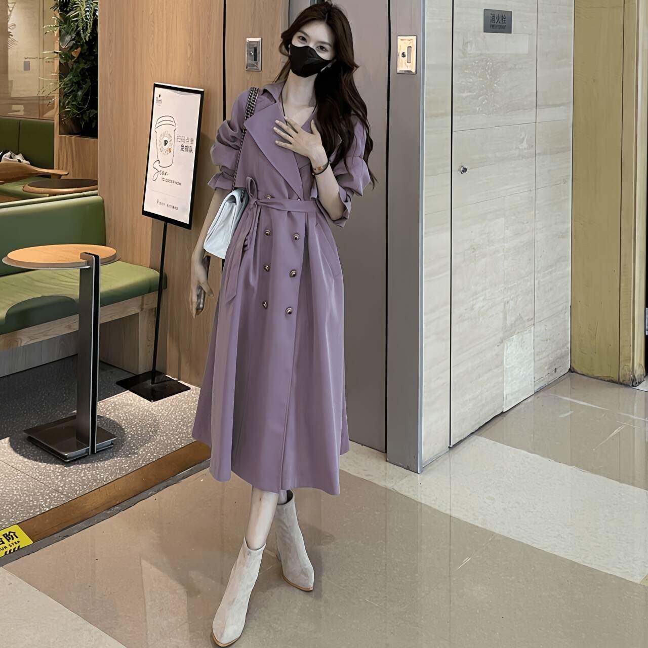 新品高级感气质风衣女中长款春秋季新款今年流行双排扣英伦风大衣