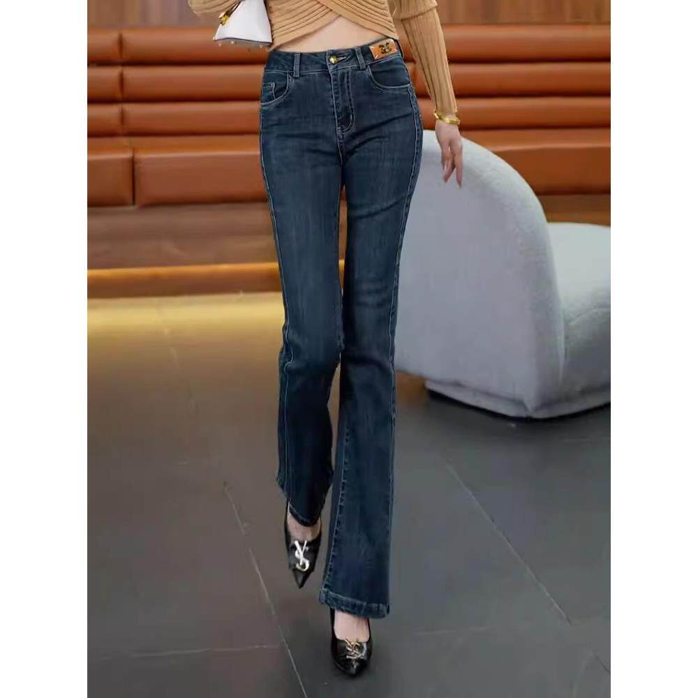 新品高腰微喇牛仔裤女2026春秋新款设计感修身显瘦百搭喇叭鱼尾马