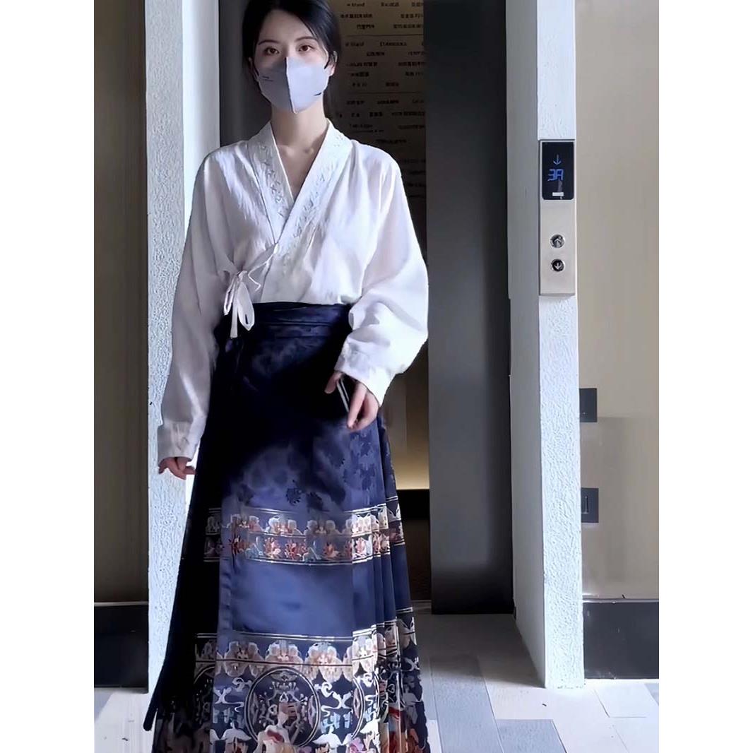 新品新中式国风马面裙套装女春秋2026新款大码女装衬衫改良汉服两