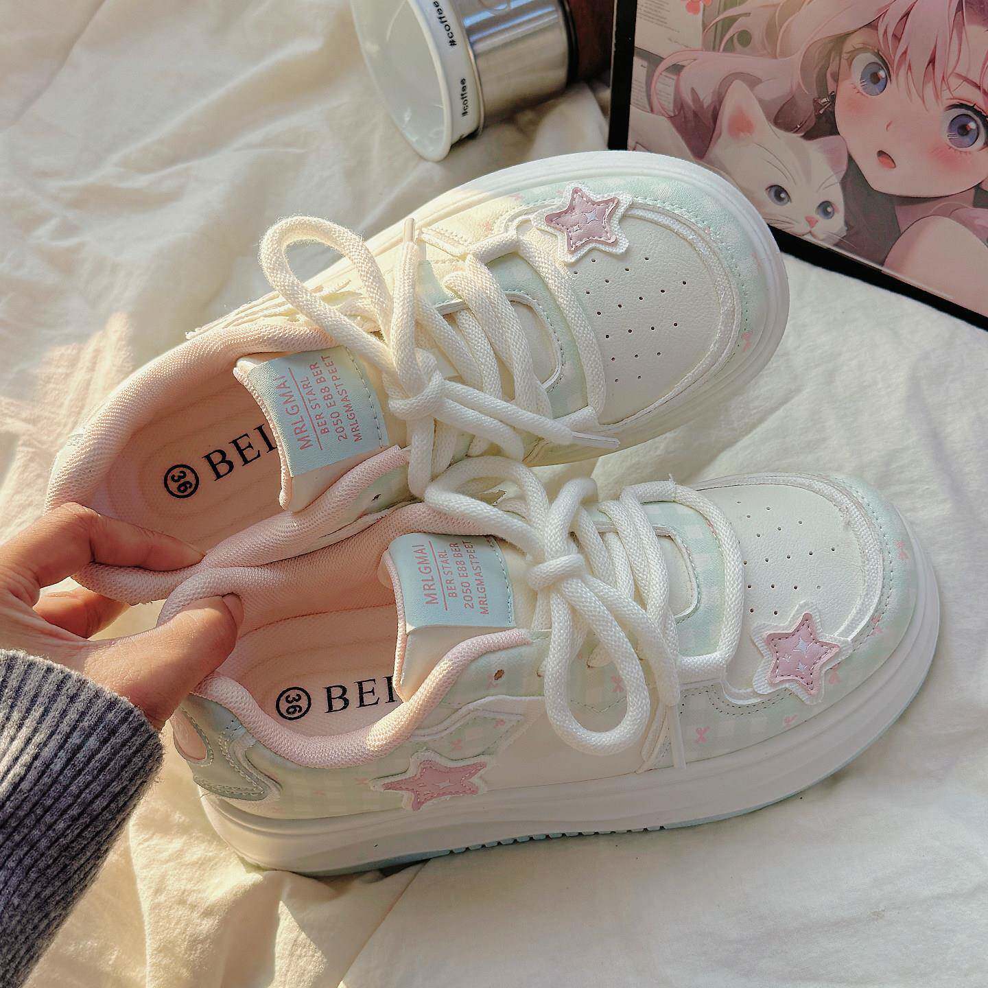 新品厚底板鞋女2026新款春季女鞋配阔腿裤的鞋子百搭小白鞋运动休