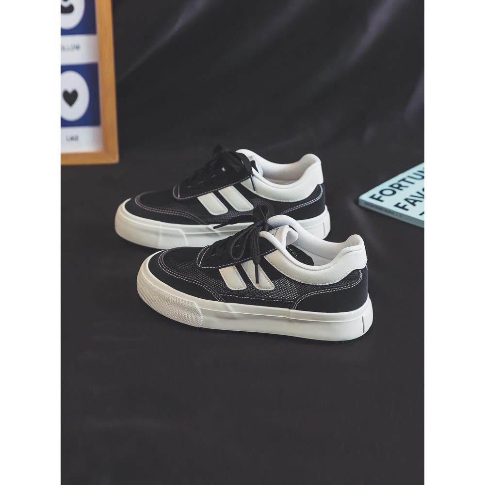 新品2026夏季新款平底黑色透气网面帆布鞋女款小众百搭休闲鞋板鞋