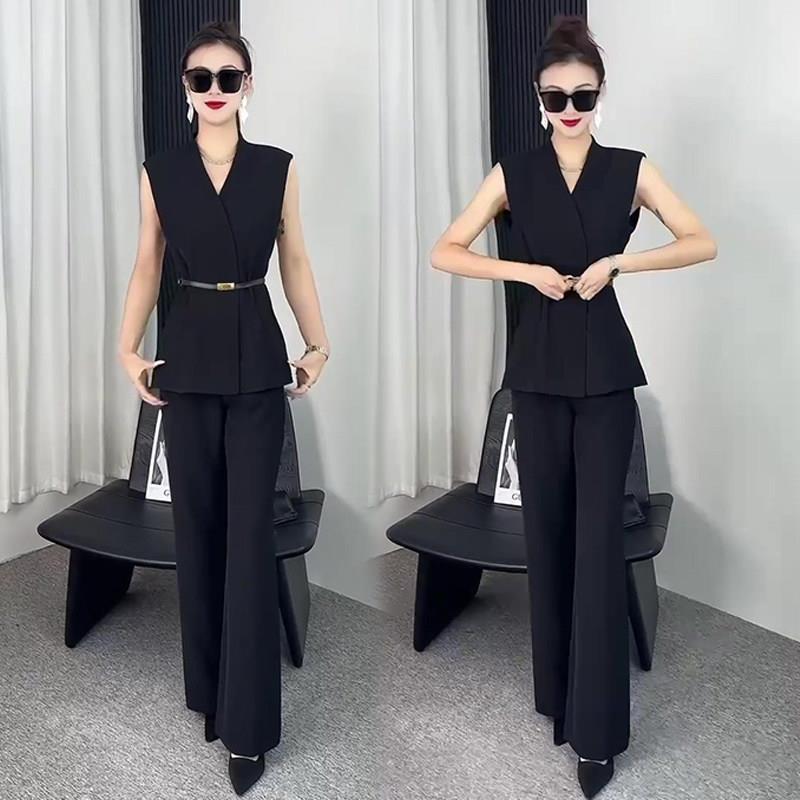 新品气质高街时尚两件套女2026秋季新款收腰显瘦马甲百搭显瘦裤子