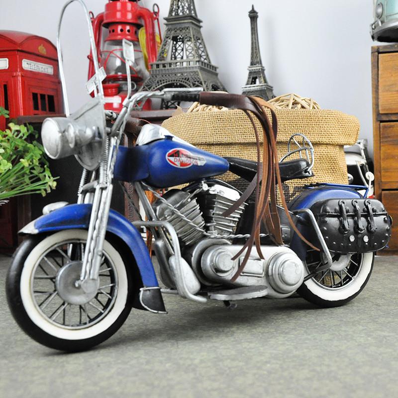 现货复古摩托车模型铁艺摆