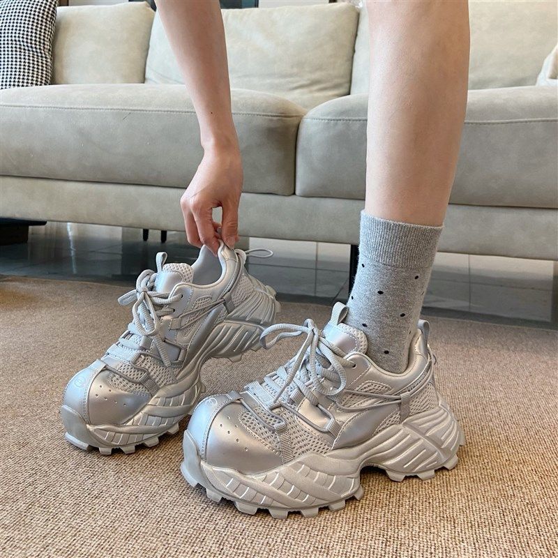 网面透气厚底做旧老爹鞋女2025夏季新款K百搭时尚休闲增高运动鞋,女鞋,老爹鞋,淘宝优惠券,粉丝福利购,淘宝优惠卷