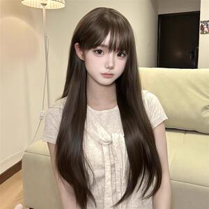 【呆萌甜妹】纤韵佳k人假发冷棕色可爱少萝长直发lolita70cm全头