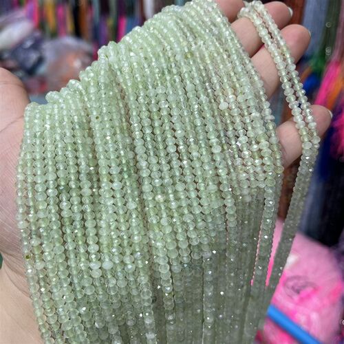 天然葡萄石3*g4mm切面算盘珠 好品质 干净配珠散珠Diy手工串珠