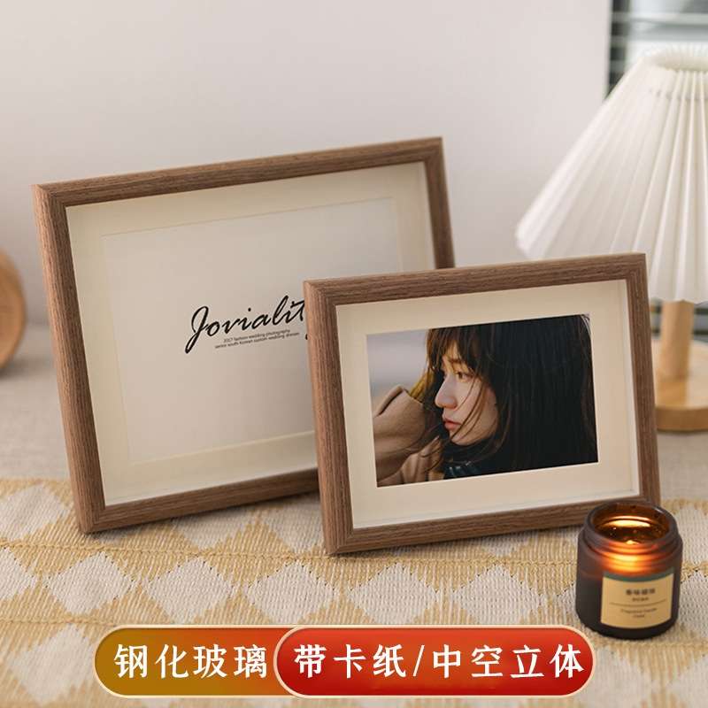 中空立体挂墙干花相框摆台木质挂墙5678寸A4a3带卡纸画框