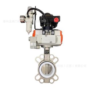 D671F 16P气动对夹蝶阀不锈钢四氟阀座中线