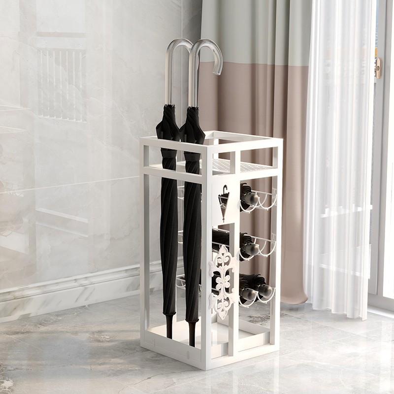 简约现代雨伞架收纳桶家用折叠挂伞筒酒店大堂门口金属铁艺放伞架